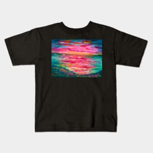 A New Day Dawns Colorful Dawn Reflecting on Water Painting Kids T-Shirt